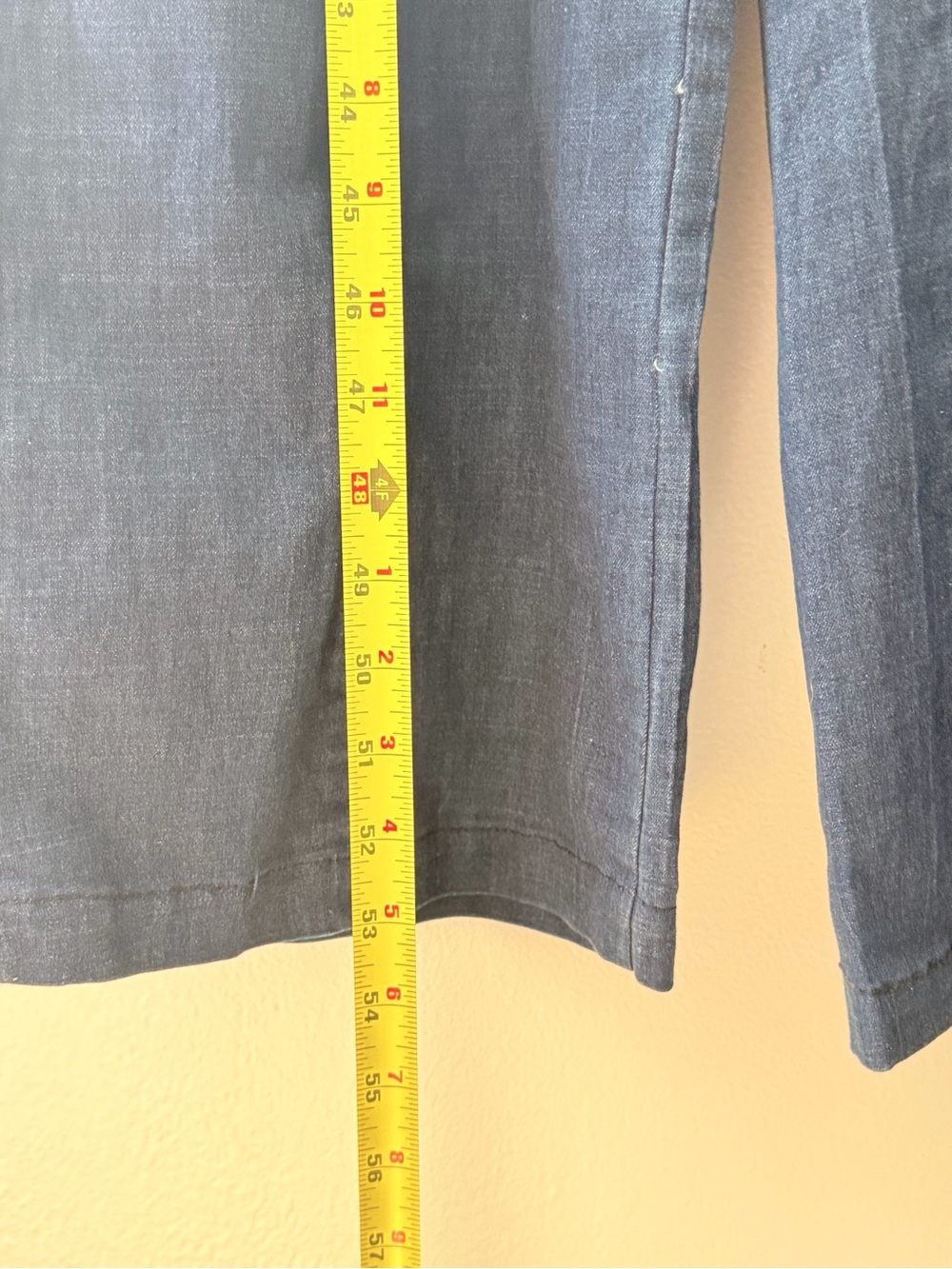 La Reyna Chambray Wide Leg Jumpsuit Ruffle V Neck Tie Waist Women’s L - Picture 7 of 9